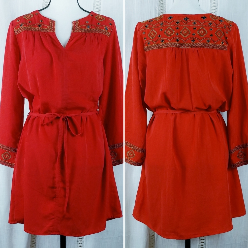 Boho Long Sleeved Tunic Embroidered Dress